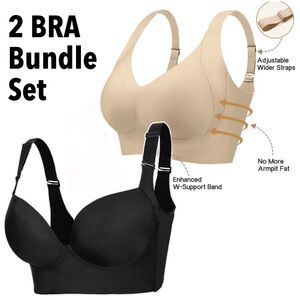 NWOT 🆕 2 (TWO) Bra Bundle Set, Intimate Apparel - Black, Beige/Cream